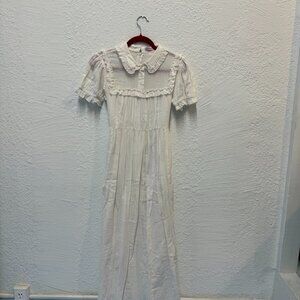 lecole des femmes white collar ruffle maxi dress